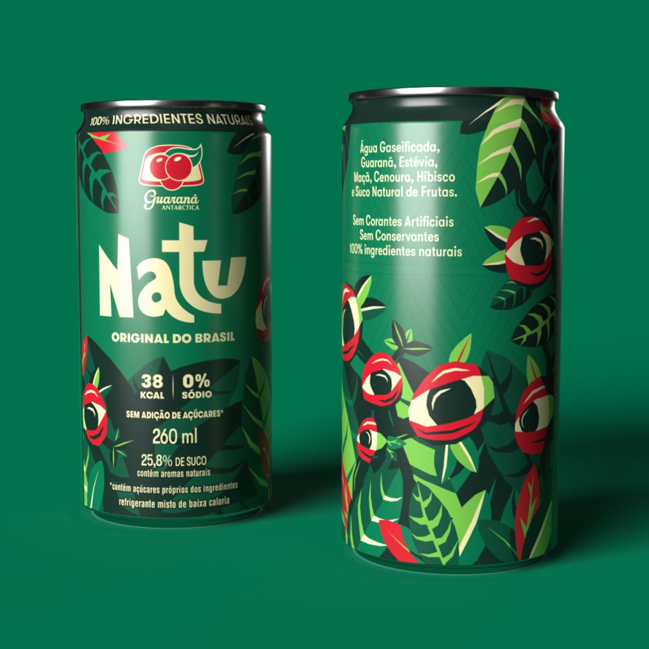 <span style = 'font-size:120%; font-weight: bold;'>Guaraná Natu</span><br>O desafio na criação dessa embalagem era manter a essência de uma das marcas mais icônicas do Brasil, Guaraná Antarctica...