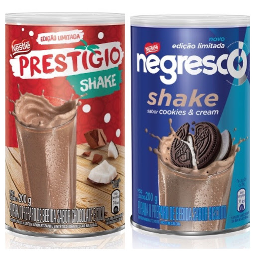 <span style = 'font-size:120%; font-weight: bold;'>Shakes em pó Negresco e Prestígio</span><br>A Nestlé leva dois de seus produtos mais conhecidos para o formato shake em pó: Negresco e Prestígio. Misturados com lei...