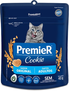 <span style = 'font-size:120%; font-weight: bold;'>PremieRpet - cookie para gatos</span><br>A PremieRpet apresenta PremieR Cookie Gatos Adultos. A novidade expande a linha PremieR Cookie, até então destinada só a...