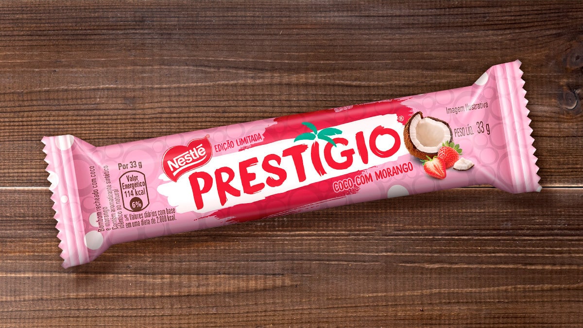 <span style = 'font-size:120%; font-weight: bold;'>Nestlé - Chocolate  Prestigio com Morango</span><br>Azuma é a principal marca no mercado de sakes no Brasil, com uma longa tradição desde sua fundação em 1934. A nova embal...