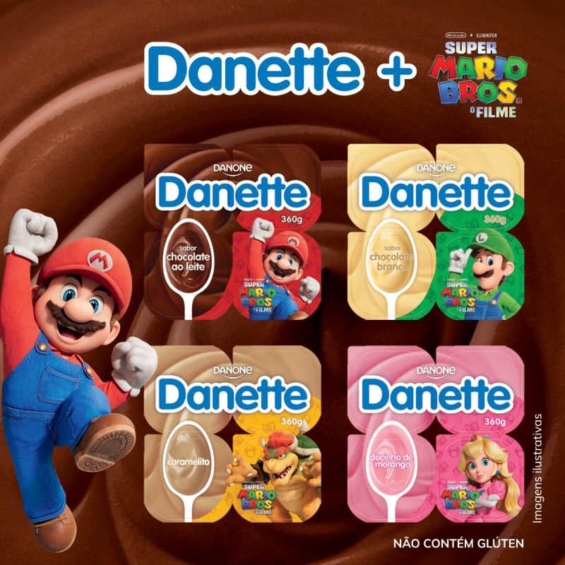 <span style = 'font-size:120%; font-weight: bold;'>Personagens de Super Mario Bros invadem embalagens de Danette</span><br>O sucesso do cinema entre os adultos e crianças, Super Mario Bros- O Filme, se uniu com a Danette em uma parceria inédit...