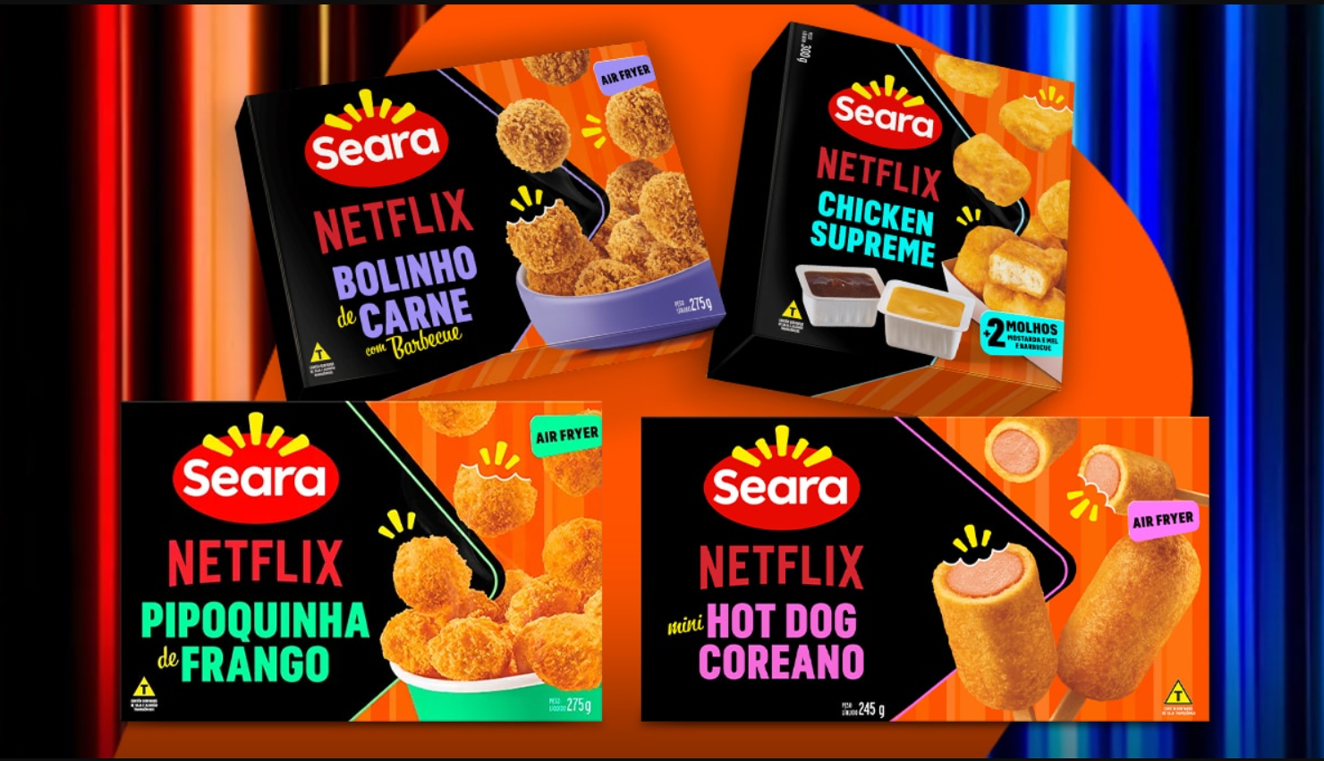 <span style = 'font-size:120%; font-weight: bold;'>Seara e Netflix lançam linha de snacks para fãs de séries</span><br>Pensando em oferecer opções rápidas e práticas de snacks para os maratonistas de séries, Seara anunciou que está se unin...