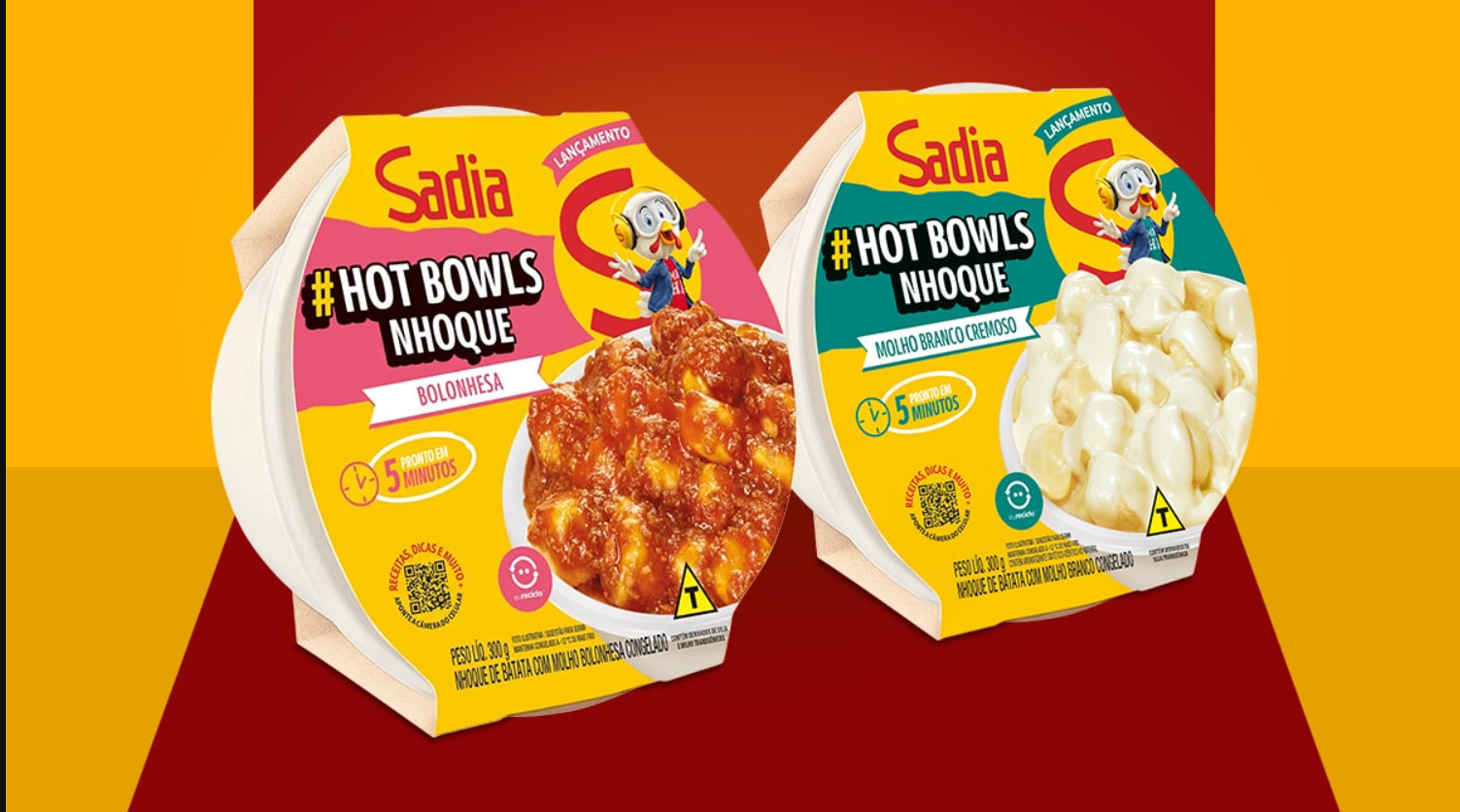 <span style = 'font-size:120%; font-weight: bold;'>Sadia lança Hot Bowls de Nhoque Bolonhesa e Molho Branco Cremoso</span><br>Atendendo a um pedido recorrente dos consumidores, a Sadia, lança Hot Bowls Nhoque, nos sabores Molho Bolonhesa e Molho ...