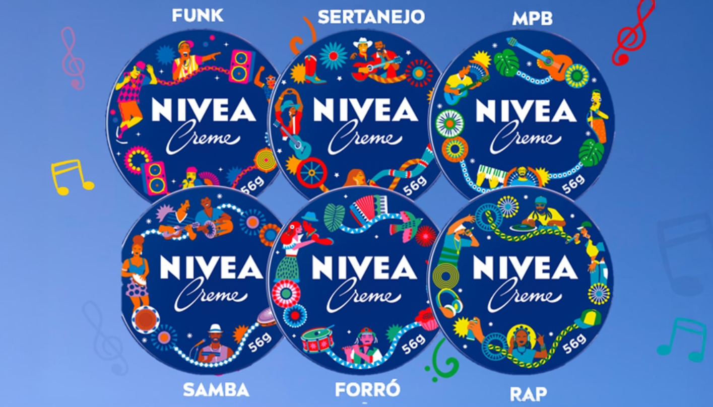 <span style = 'font-size:120%; font-weight: bold;'>Nivea Creme celebra música brasileira com latas personalizadas</span><br>Nivea, marca número 1 em cuidados com a pele no mundo, está trazendo aos consumidores uma edição limitada de suas icônic...