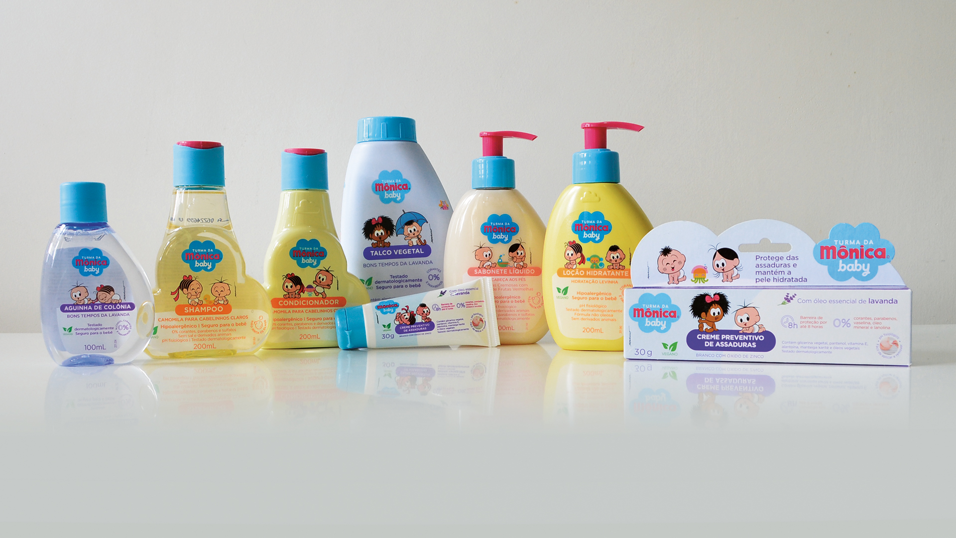 <span style = 'font-size:120%; font-weight: bold;'>Turma da Mônica Baby Personal Care</span><br>A variedade da paleta de cores facilita a identificação da fragrância e torna a experiência visual mais agradável e marc...