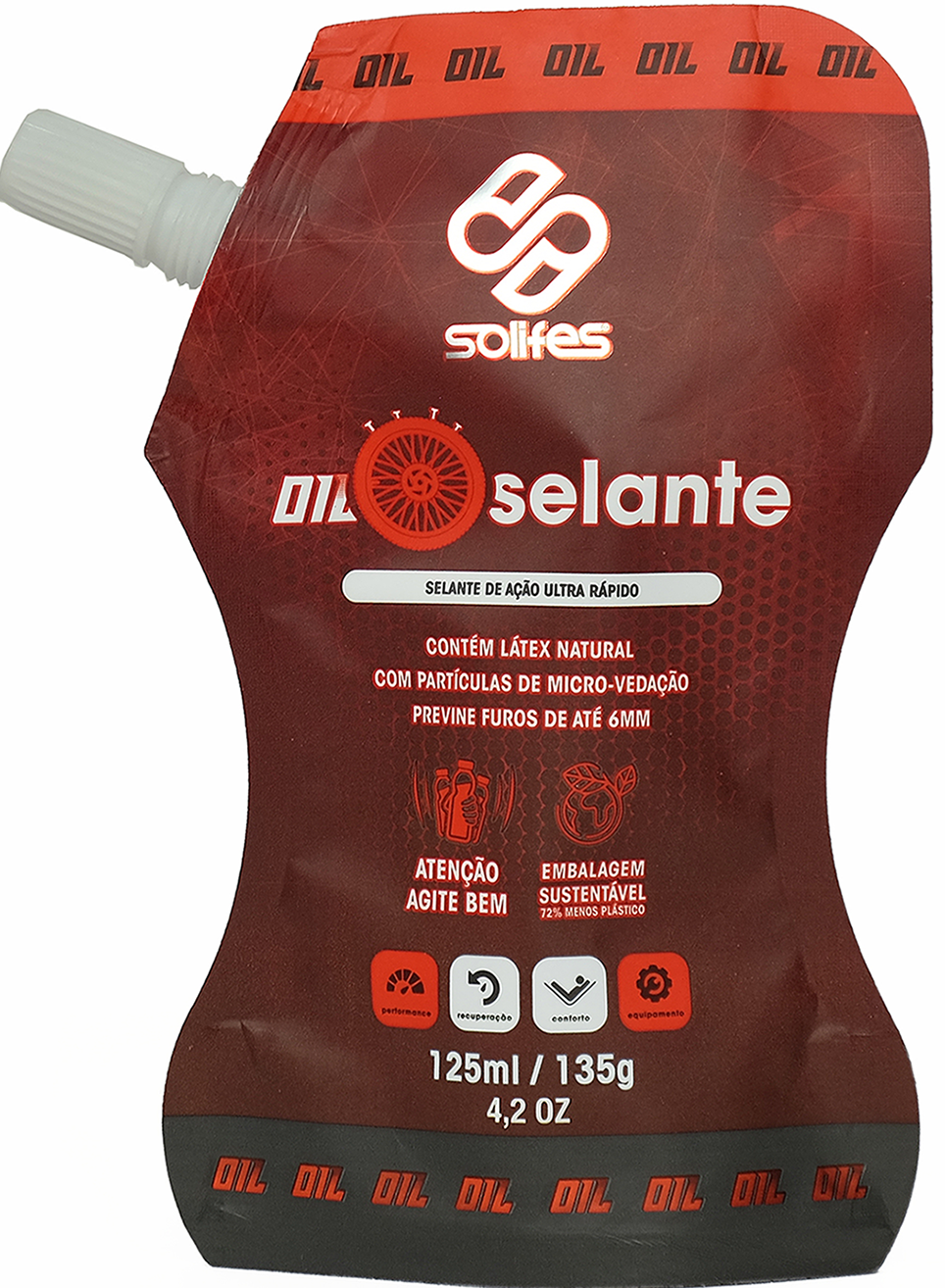 <span style = 'font-size:120%; font-weight: bold;'>Solifes Oil Selante</span><br>Embalagem produzida com filme flexível de  BOPPmatte + PET metalizado + Polietileno transparente. Com essa estrutura, co...